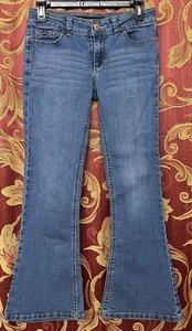 Jordache Jeans Youth Girls 14 Blue Low-Rise Flare Denim Stretch Pants 28 x 27.5 - Picture 1 of 9