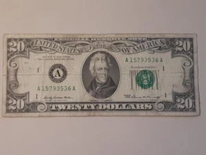 1969 $20 Bill Series A-Boston Circulated A15793536A Federal Reserve Note - Picture 1 of 4