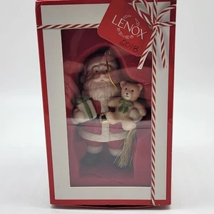 Lenox Good Tidings Santa Porzellan Ornament mit Teddybär und Geschenk - Bild 1 von 14