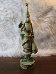 NEW Vintage HOLIDAY LIVING 18" Polyresin Wood Look Santa Ivory, Green & Gold.   - Picture 1 of 9