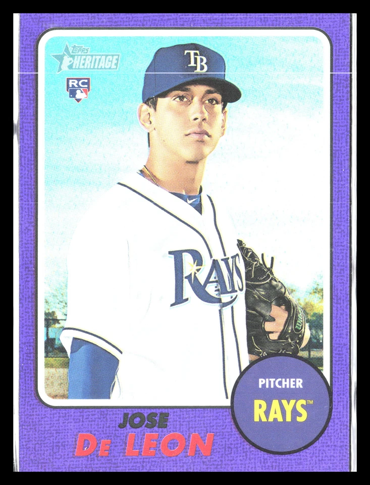 Jose De Leon 2017 Topps Heritage #642a Purple Refractor  RC Rookie - Image 1 of 2