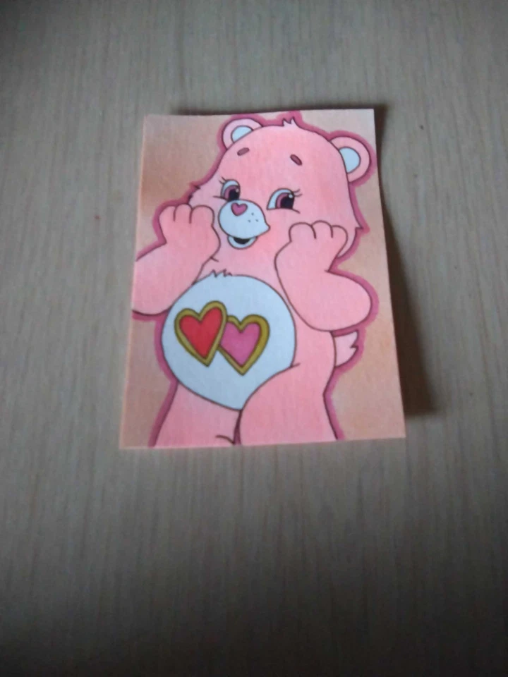 ACEO Original Mixed Media Painting Art Card ATC Cartoon Care Bears 7 - Image 1 of 1