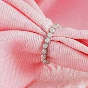 Laborgefertigter Diamant-Verlobungsring 2 kt Rundschliff Eternity 14 kt Weißgold-Finish - Bild 1 von 11