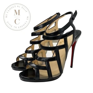 CHRISTIAN LOUBOUTIN NICOLE SANDALO GABBIA RETE NERO 36,5 - Foto 1 di 24