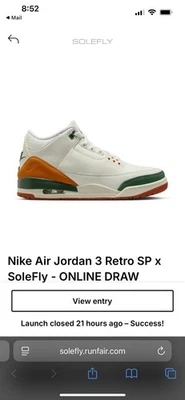 Nike Air Jordan 3 Retro SP SoleFly Hombre Talla 10.5 Vela/Verde Garganta/Mandarín - Imagen 1 de 4