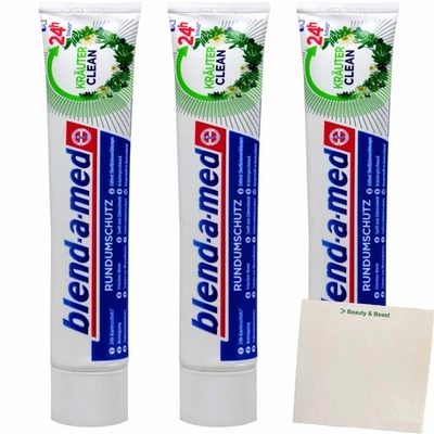 Blend-a-Med Kräuter Clean Zahnpasta 3er Pack (3x75ml Tube) + usy Block