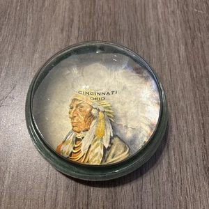 Pisapapeles nativos americanos vintage Cincinnati Ohio 3" RARO hermoso - Imagen 1 de 3