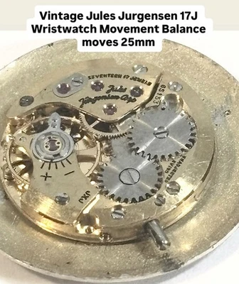 Vintage Jules Jurgensen 17J Relógio de Pulso Movimento Bola Movimentos 25mm  - Imagem 1 de 4