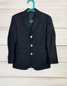Brooks Brothers Loro Piana Boys Three-Button Prep Blazer Navy Gold Buttons sz 8 - Picture 1 of 13