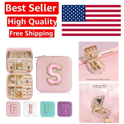 Elegante Estuche Joyero de Viaje - Caja de Cuero Rosa Personalizada para Damas de Honor Foto 1 de 4