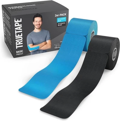 TRUETAPE Kinesiotape ? BASIC Precut ? 2x 20 Streifen (25 cm x 5 cm) ? Vorgeschnittene