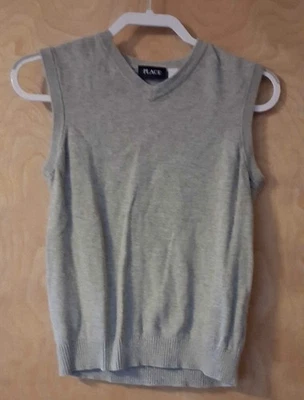 CHILDREN’S PLACE Niños/Unisex Gris Cuello en V Suéter Chaleco 10/12 Pullover Sin Mangas Foto 1 de 3