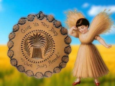 Pottery Wall Hanging Plaque Handmade Terracotta Give Us This Day Our Daily Bread - Image 1 of 4