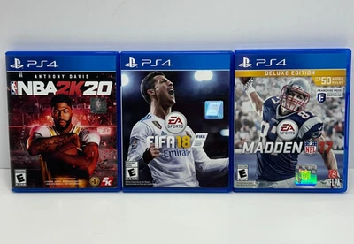 PS4 Fifa 18/ NBA2K20 / Madden 17 Sports Game Bundle Lot of 3 All tested working. - Image 1 of 4
