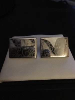 Kenneth Cole Laser Engraved Stainless Steel Rectangular Cufflinks - Image 1 of 2