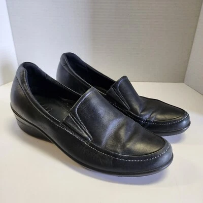 Ecco Shock Point Clogs 40 9 Slip On Loafers Comfort Black Leather Old Money - Image 1 of 4