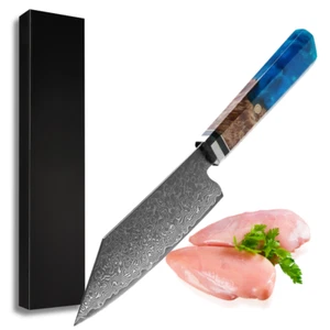 Chef Knife 5 in Japanese Bunka Knife Stainless Damascus Chef Kitchen Utility - Picture 1 of 7