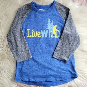 Columbia "Live Wild" Raglan 3/4 Sleeve Graphic Tee Youth side XS 6/7 - Picture 1 of 4