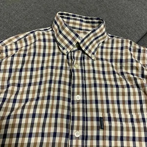 Aquascutum Short Sleeve Check Shirt Men's Size M - Picture 1 of 6