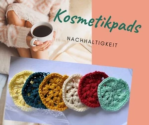 Kosmetikpads gehäkelt Abschminkpads nachhaltik aus Bio-Baumwolle 6 stk - Bild 1 von 4