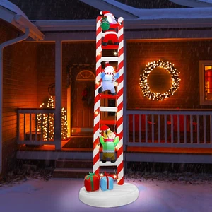 10FT Christmas Inflatable Decorations, Giant Lighted Ladder Blowups Climbed with - Picture 1 of 9