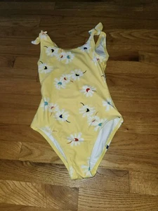 HANNA ANDERSSON SwimSuit Sz 140 cm Sz 10 Lined 1 Piece YELLOW FLORAL BOW - Picture 1 of 3
