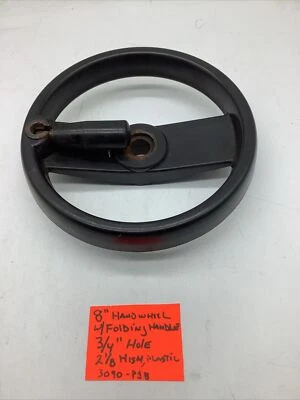 Lathe Hand Wheel 8”, Shaft 3/4”, Folding Handle ,Plastic ,3090P1B - Image 1 of 4