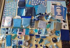 STOCK LOTTO SCRAPBOOKING HOBBY CREATIVI 100 PZ BLUE decorazioni carta nastri