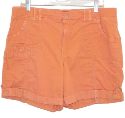复古橙色短裤 14 码袖口 5 口袋彩绘金属纽扣舒适腰带 — 第 1/4 张图片