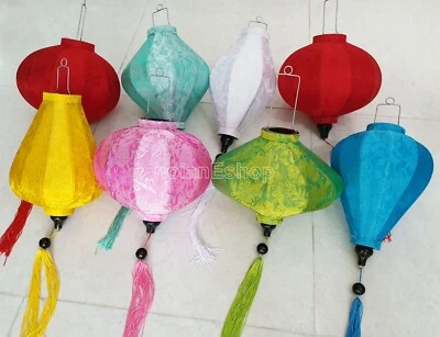 Set 8 Bamboo Silk Lanterns for Tea Party Decoration Vietnamese wedding Lamp - Image 1 of 4