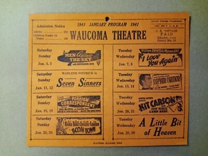 Waucoma Iowa Waucoma Theaterprogramm von 1941 - Bild 1 von 1