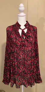 Blusa Lauren Ralph Lauren Floral Rosa Arrugada Cuello Corbata Frontal Fluida Grande L ¡EXCELENTE ESTADO USADA! - Imagen 1 de 7