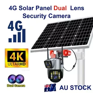 4K 8MP 4G Solar Panel Dual Lens Security Camera 64GB LIVE SIM Card Human Detecti - Picture 1 of 8