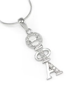 Theta Phi Alpha sterling silver lavaliere pendant with simulated diamonds - Picture 1 of 2