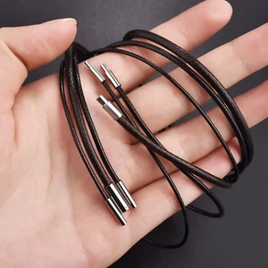 Collar de cadena de cuero con cuerda trenzada encerada hecho a mano hombres mujeres 45-60 cm Reino Unido - Imagen 1 de 30