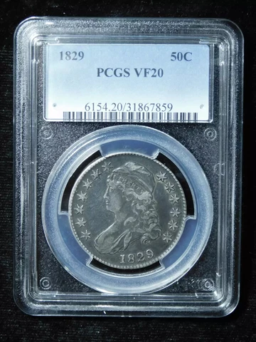 1829 50c Capped Bust Half Dollar - PCGS VF20 Cover
