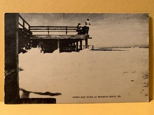 Nordoststurm am Rehoboth Beach Delaware Postkarte - nicht verschickt, Wellen der Promenade - Bild 1 von 2