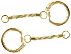 "Cadena de serpiente larga de acero chapada en oro de 15"" con llavero de 25 mm para agregar cuentas * - Imagen 1 de 3