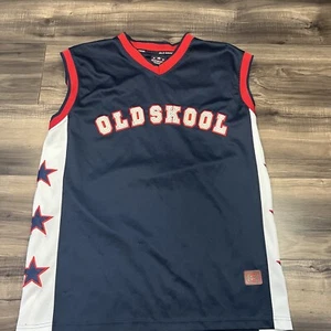 Camiseta deportiva Old Skool para hombre mediana ropa urbana baloncesto azul marino con rojo y blanco - Imagen 1 de 9
