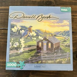 Darrell Bush “School Days” Puzzle 1000 Pieces, Country Scene Church, Birds, Bell - Picture 1 of 5
