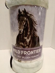 Wilderness Horse Wild Frontier Plush Warm Throw Multicolor 50X60" - Picture 1 of 8