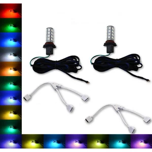 9006 27 SMD RGB Multi-Color Changing Shift Led DRL Fog Light Bulb Nc Pair - Picture 1 of 5