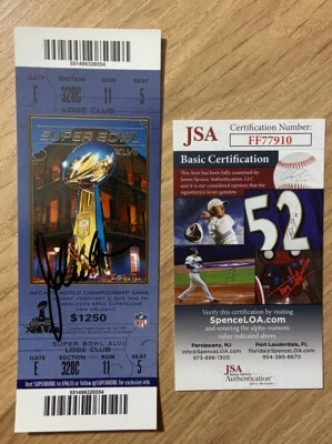 John Harbaugh Signed Autograph Auto Replica SB XLVII 47 Ticket Stub JSA COA - Image 1 of 2