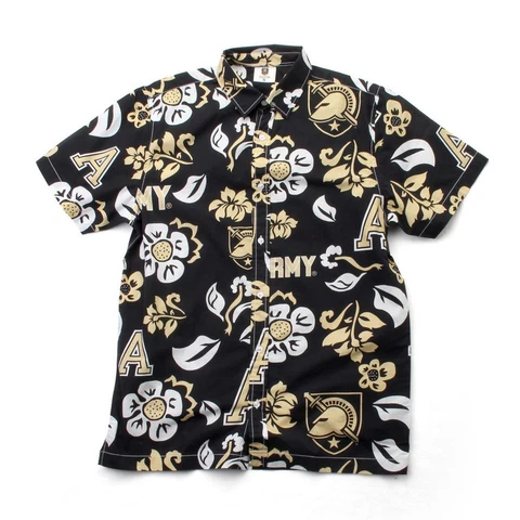 Men's Army Black Knights Floral Shirt Button Up Beach Shirt Cover