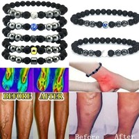 Anti-Swelling Black Obsidian Bracelet Adjustable Weight Loss Magnet 9H2I