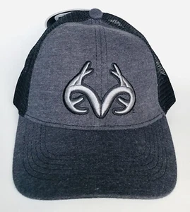 Realtree Gray/Black Outdoor Baseball Hat Mesh Cap Raised Logo Hunting - Picture 1 of 4