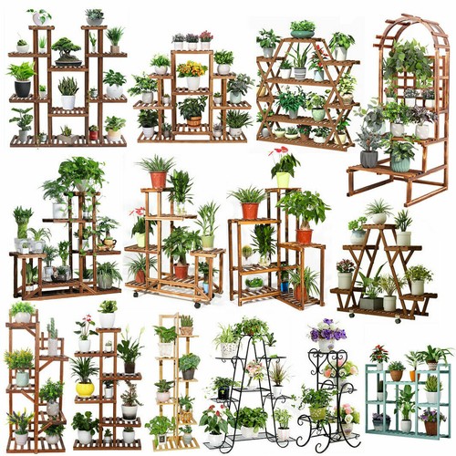 Wooden Metal Sunscreen Plant Stand Corner Flower Pot Bonsai Display ...