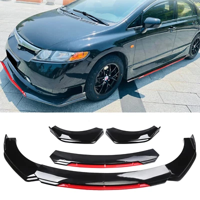 For 2001-2023  Honda Civic Front Bumper Lip Splitter Lower Spoiler Body Kit Red Foto 1 de 4