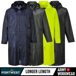 Mens Long Waterproof Jacket Hooded Lightweight Outdoor Classic Outdoor Rain Coat - Picture 1 of 6