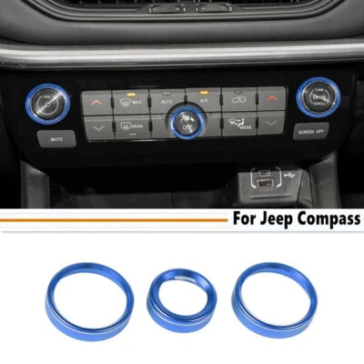 Cubierta de anillo de perilla de interruptor de radio de CA para automóvil para Jeep Compass 22-25 accesorios azul Foto 1 de 4